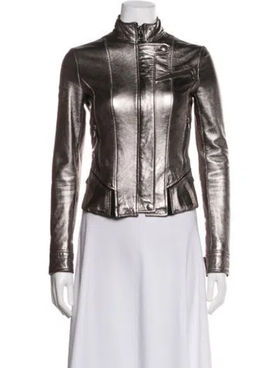 Pre-owned D&g Vintage Late 2000's - Early 2010's Biker Jacket In Metallic/silver