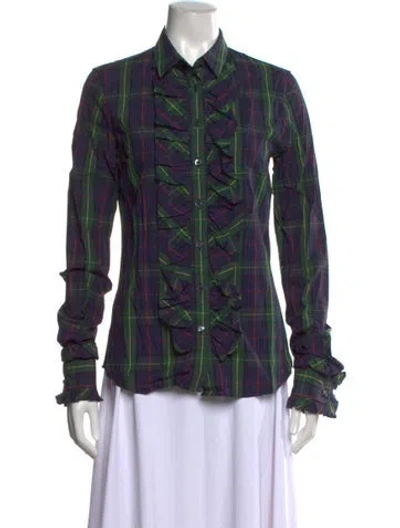 Pre-owned D&g Vintage Late 2000's - Early 2010's Blouse In Blue/green