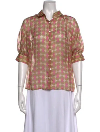 Pre-owned D&g Vintage Late 2000's - Early 2010's Blouse In Neutrals/pink