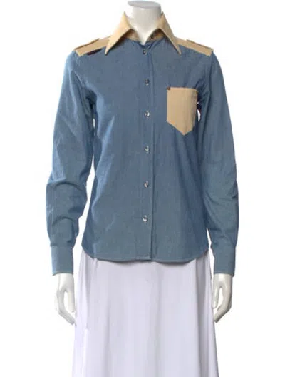 Pre-owned D&g Vintage Late 2000's - Early 2010's Button-up Top In Blue