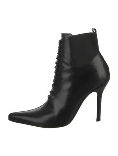 Pre-owned D&g Vintage Leather Lace-up Boots In Black