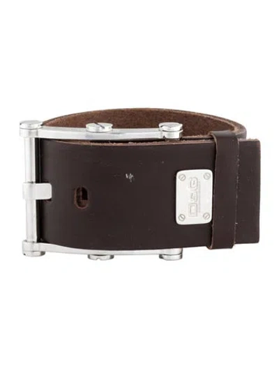 Pre-owned D&g Vintage Leather Wrap Bracelet In Brown