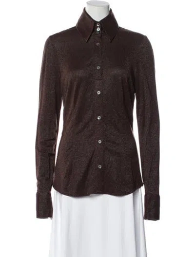 Pre-owned D&g Vintage Long Sleeve Button-up Top In Brown