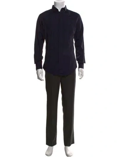 Pre-owned D&g Vintage Long Sleeve Tuxedo Shirt In Blue