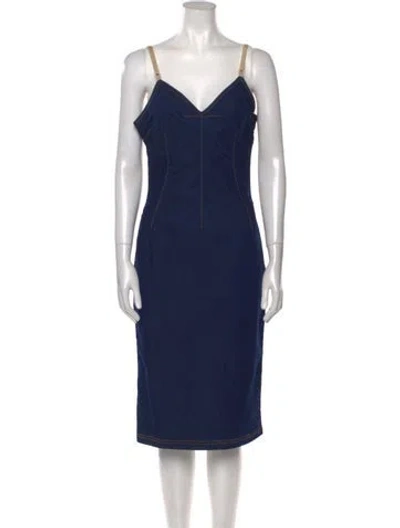 Pre-owned D&g Vintage Midi Length Dress In Blue