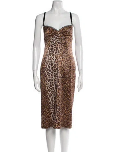 Pre-owned D&g Vintage Midi Length Dress In Brown