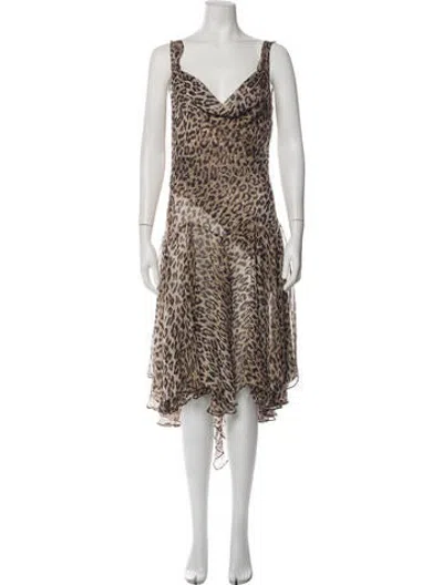 Pre-owned D&g Vintage Midi Length Dress In Brown