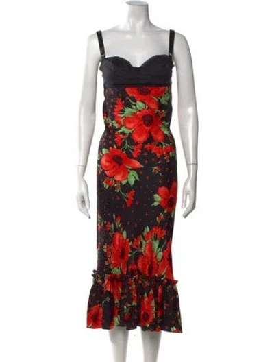 Pre-owned D&g Vintage Midi Length Dress In Red