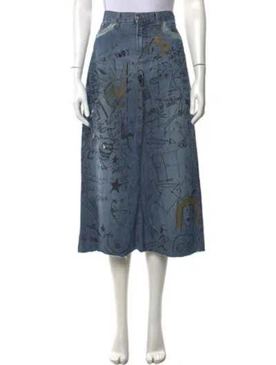 Pre-owned D&g Vintage Midi Length Skirt In Blue