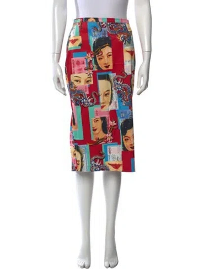 Pre-owned D&g Vintage Midi Length Skirt In Red