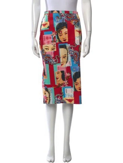 Pre-owned D&g Vintage Midi Length Skirt In Red