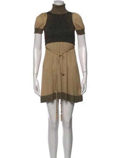 Pre-owned D&g Vintage Mini Dress In Black/gold/metallic