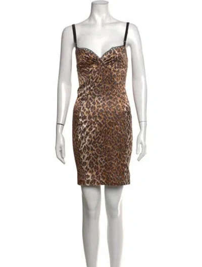 Pre-owned D&g Vintage Mini Dress In Brown
