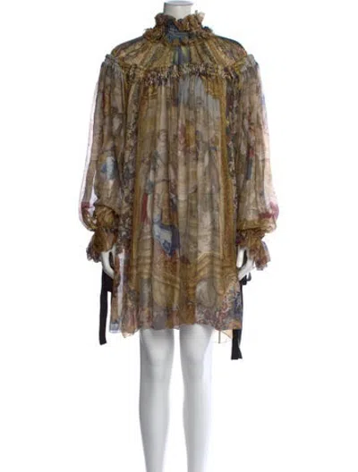 Pre-owned D&g Vintage Mini Dress In Neutrals