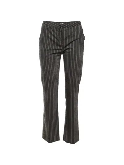 Pre-owned D&g Vintage Pinstripe Straight-fit Trousers In Gray