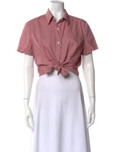 Pre-owned D&g Vintage Plaid Print Button-up Top In Red