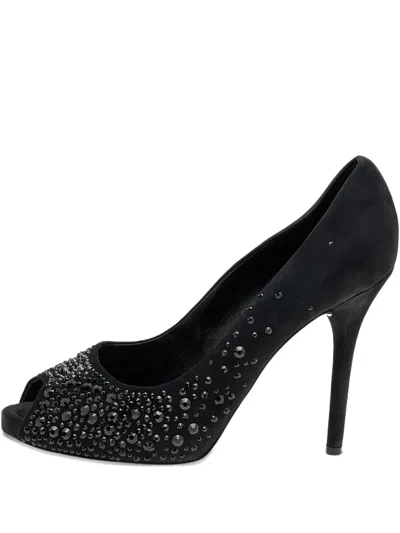 Pre-owned D&g Vintage  115mm Suede Crystal Peep Toe Pumps