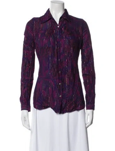 Pre-owned D&g Vintage Printed Button-up Top In Purple