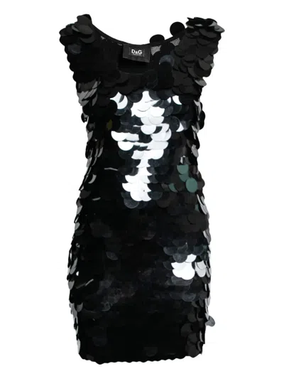 Pre-owned D&g Vintage Sequin-embellished Dress In Black