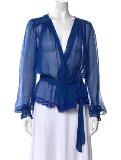 Pre-owned D&g Vintage Silk Blouse In Blue