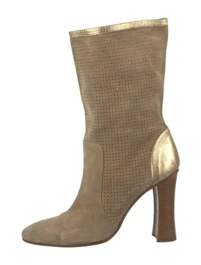 Pre-owned D&g Vintage Suede Boots In Neutrals