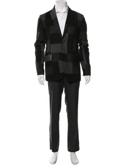 Pre-owned D&g Virgin Wool Colorblock Pattern Blazer In Black