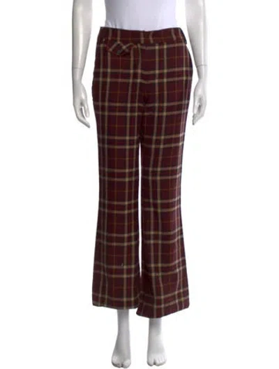 Pre-owned D&g Virgin Wool Flared Pants In Burgundy