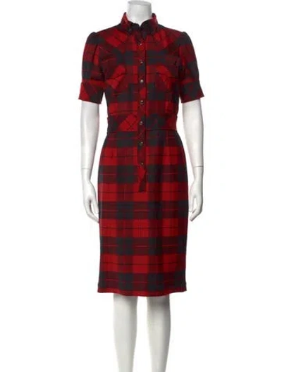 Pre-owned D&g Virgin Wool Knee-length Dress In Red
