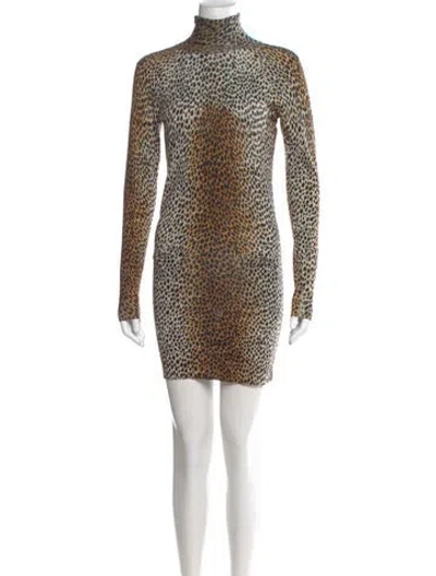 Pre-owned D&g Virgin Wool Mini Dress In Neutral