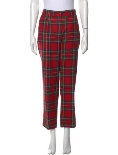 Pre-owned D&g Virgin Wool Straight Leg Pants In Red