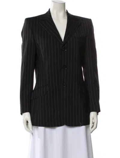 Pre-owned D&g Virgin Wool Striped Blazer In Black