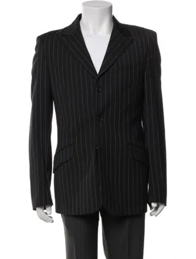 Pre-owned D&g Virgin Wool Striped Blazer In Black