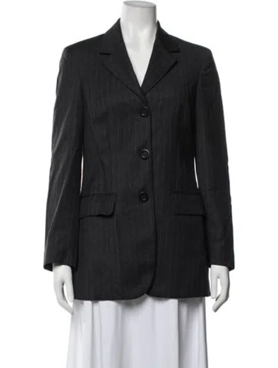 Pre-owned D&g Virgin Wool Striped Blazer In Black