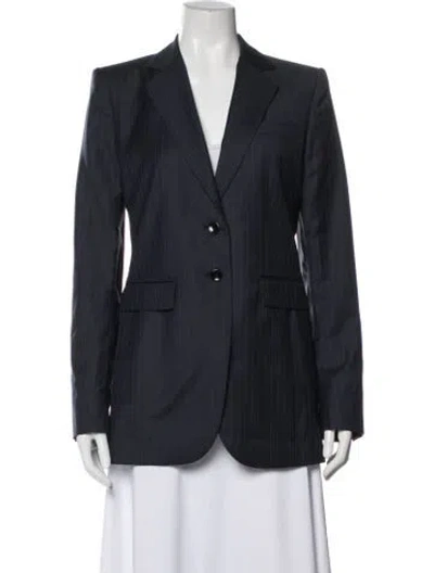 Pre-owned D&g Virgin Wool Striped Blazer In Blue
