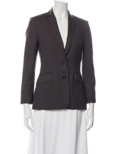 Pre-owned D&g Virgin Wool Striped Blazer In Blue/brown