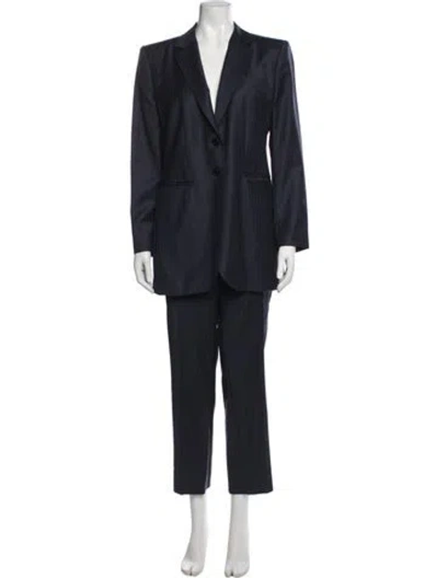 Pre-owned D&g Virgin Wool Striped Pantsuit In Blue
