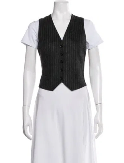 Pre-owned D&g Virgin Wool Striped Vest In Grey