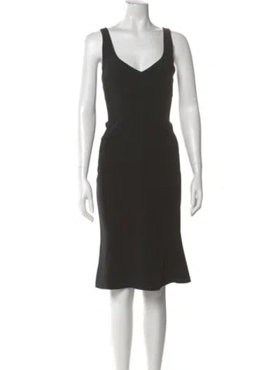 Pre-owned D&g V-neck Knee-length Dress In Black