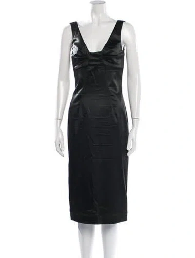 Pre-owned D&g V-neck Knee-length Dress In Black
