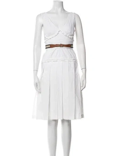 Pre-owned D&g V-neck Knee-length Dress In Neutrals
