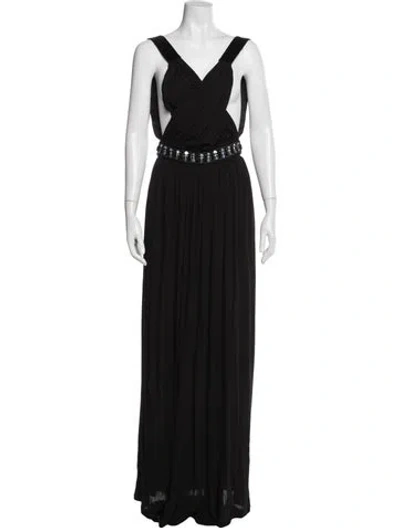 Pre-owned D&g V-neck Long Dress In Black