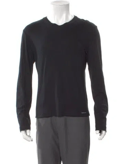 Pre-owned D&g V-neck Long Sleeve Henley In Black