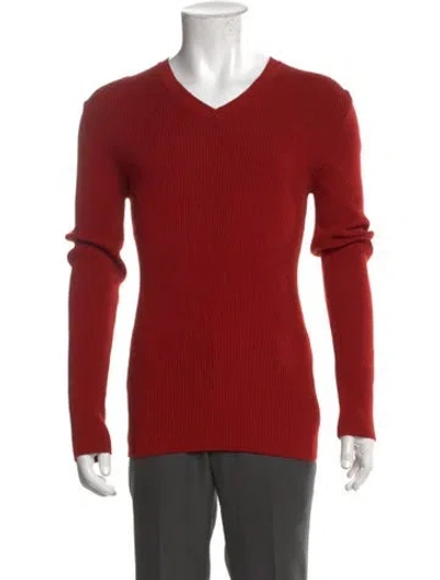 Pre-owned D&g V-neck Long Sleeve Pullover In Red