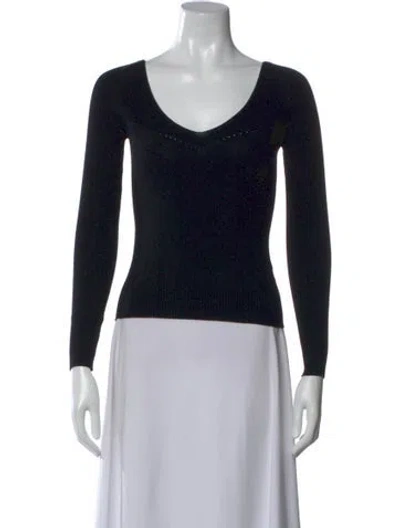 Pre-owned D&g V-neck Long Sleeve Top In Black