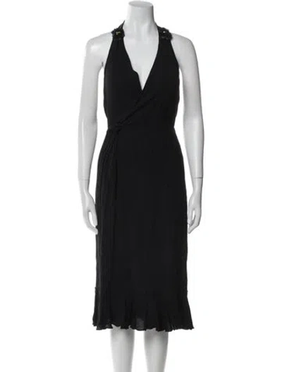 Pre-owned D&g V-neck Midi Length Dress In Black