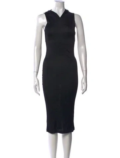 Pre-owned D&g V-neck Midi Length Dress In Black