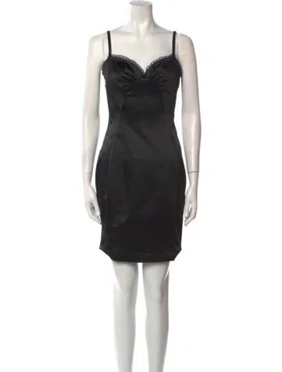 Pre-owned D&g V-neck Mini Dress In Black