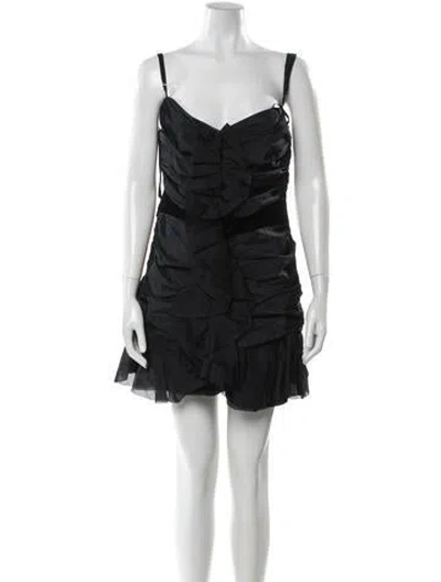 Pre-owned D&g V-neck Mini Dress In Black