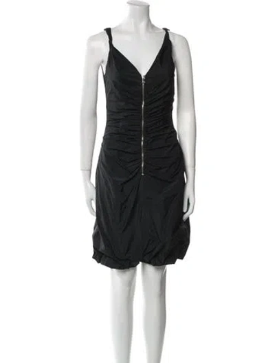 Pre-owned D&g V-neck Mini Dress In Black