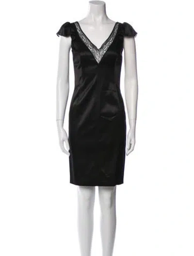 Pre-owned D&g V-neck Mini Dress In Black